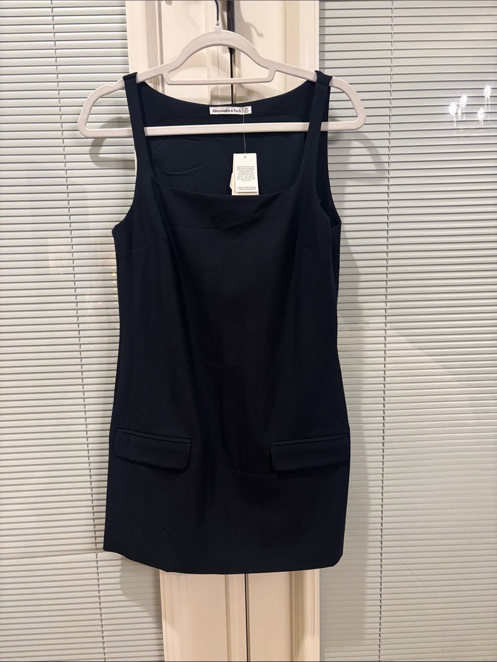 Abercrombie & Fitch Black Sleeveless Mini Dress with Flap Pockets
